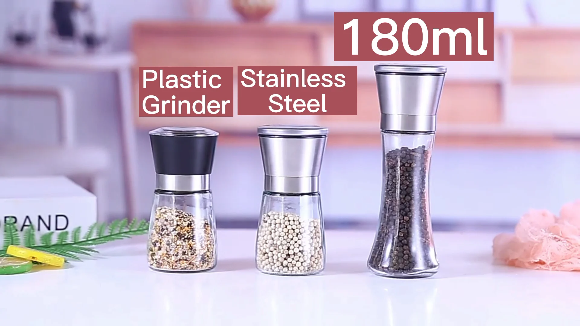 Manual Plastic Spice Grinder Himalayan Salt And Pepper Mill With Glass