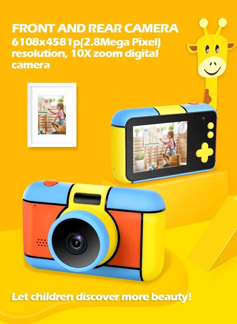 D7s Children Kid Camera Large Screen 2800w Pixels Digital Video