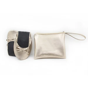 Colorful Women's PU Ballet Flats Rollable Shoe with Zipper Bag Popular After Party Rescue for Sore Feet Flat Light Disposable