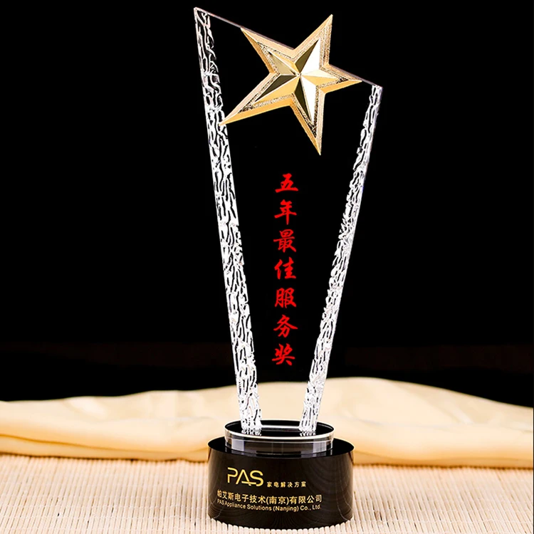 Hot Selling 2023 New Design Customs Metal Star Crystal Trophy