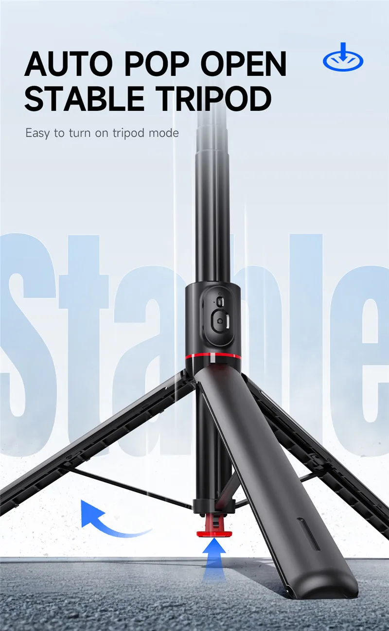 NEW TT01 All-in-one Auto Jump Open Tripod Magnetic Remote Drop Automatically Tripod 1.77m Super Long Rod Selfie Stick