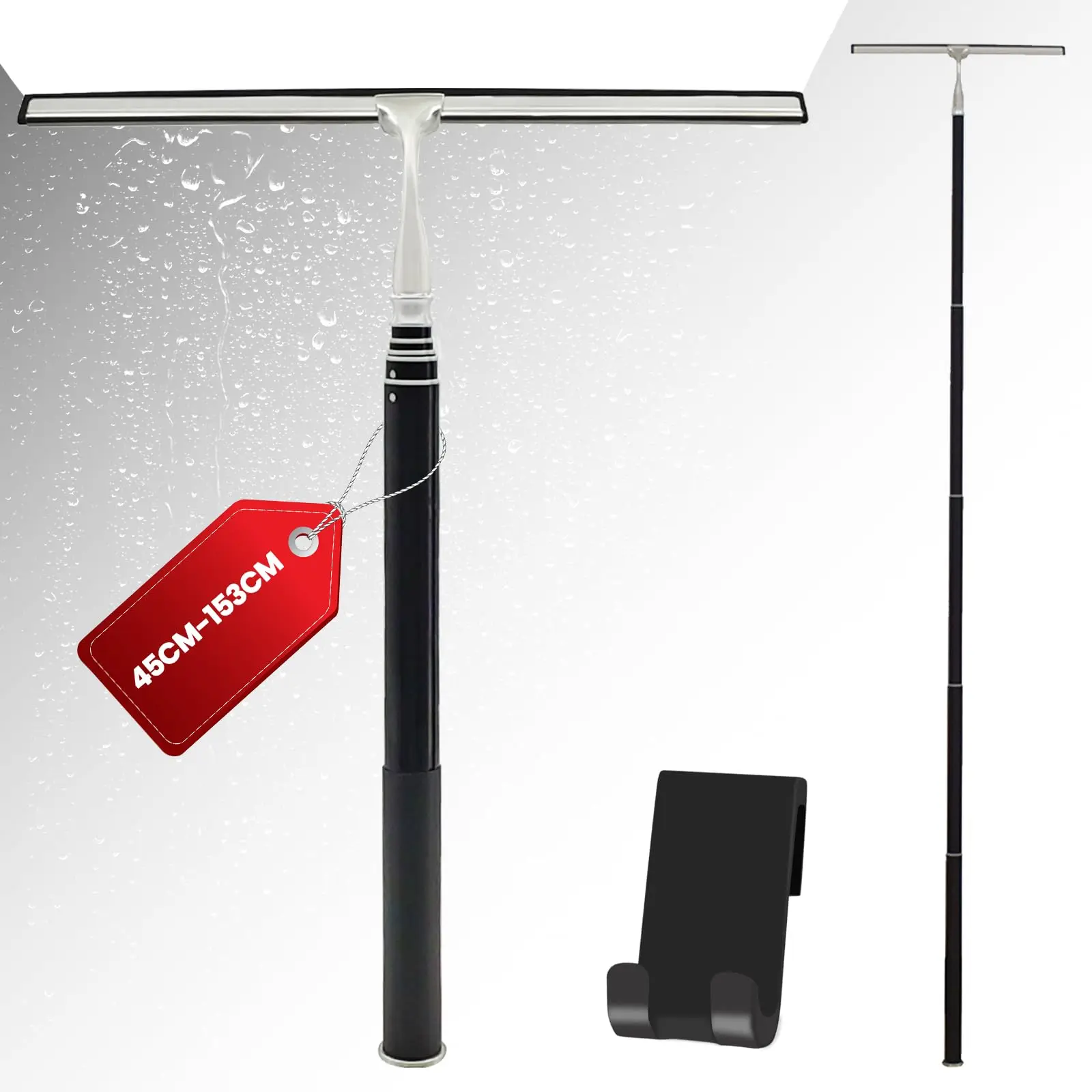 Allpurpose Shower Squeegee Telescopic Scraper Retractable Silicone Shower Squeegee Wholesale Floor Wipers Black Stainless Steel