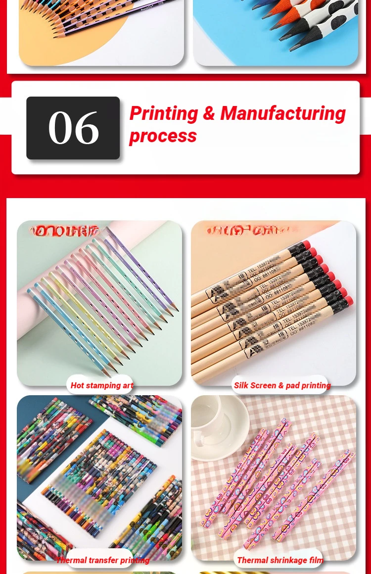 Promotion business office gift custom logo printed custom hb pencils with eraser green pencils pencil pink