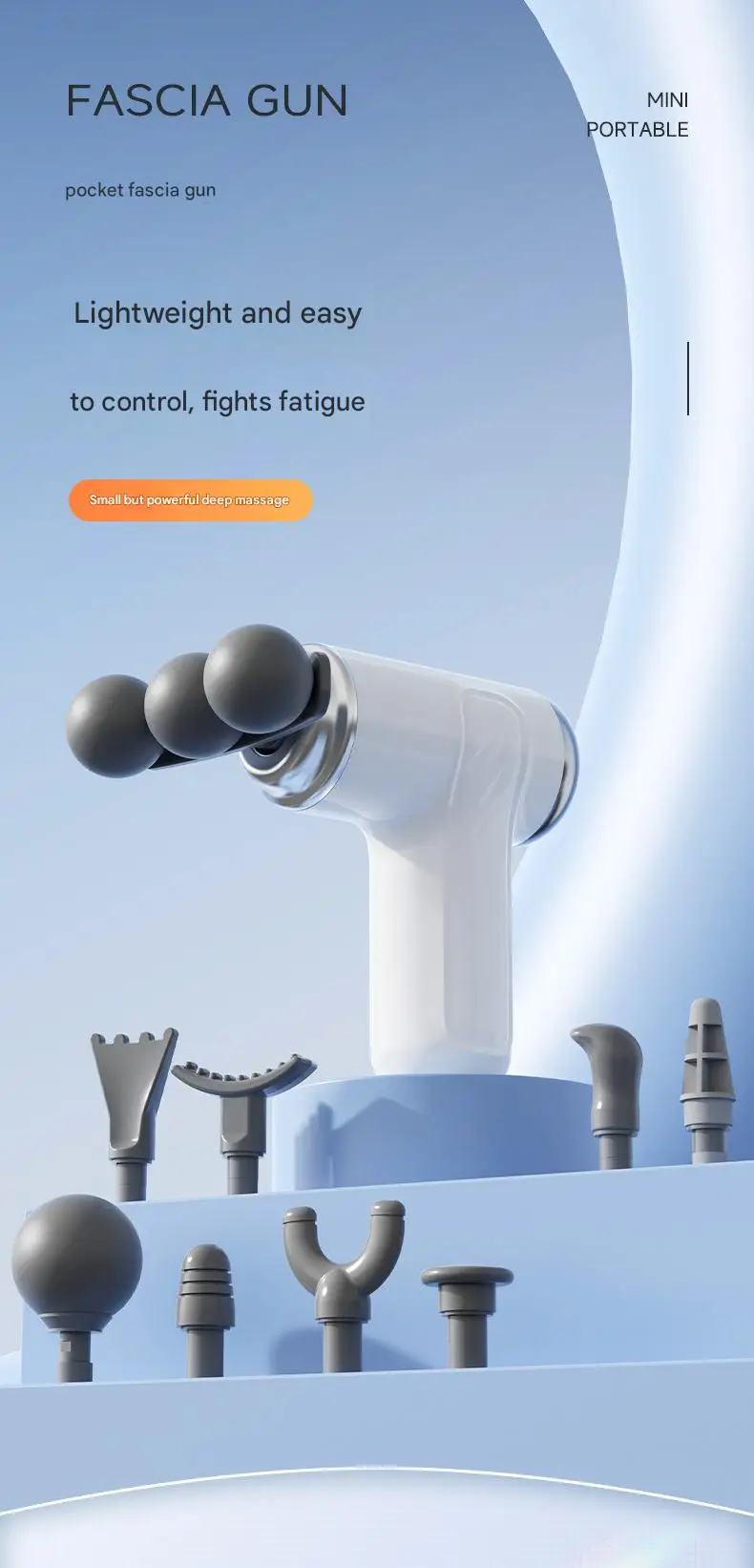 Triple Head Fascial Gun Massage 6 Adjustable Speed Levels Mini and Easy to Handle