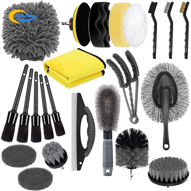 Factory Direct 23Pcs Car Detailing Brush Wash Kit Auto Detailing Cleaning Kit Engine for Wheel Clean Set