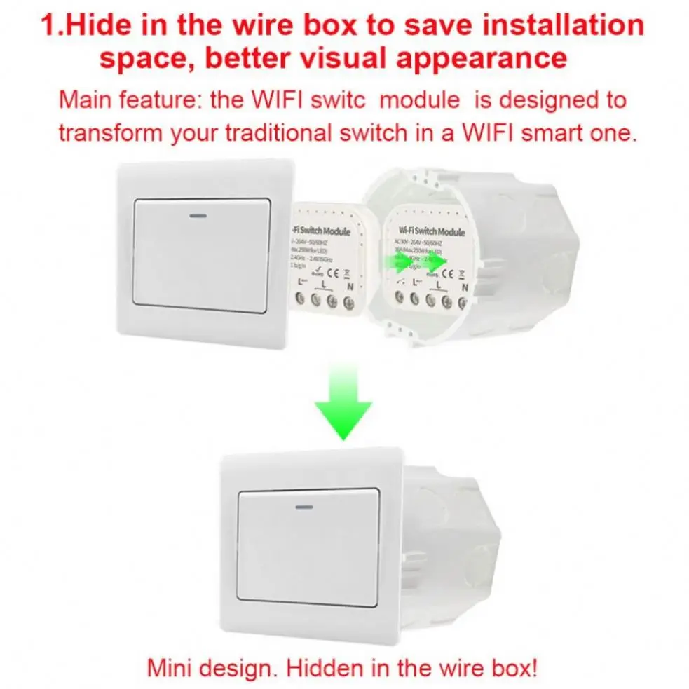 Wifi Switch Module Smart Home Automation 2 Way Google Home Tuya App Voice Remote Control