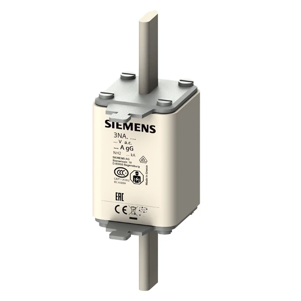 Siemens 3NA3240 LV HRC Fuse Link GL/GG with Non-insulated Grip Lugswith Front Indicator Size 2 Opt., AC 500V/DC 440V