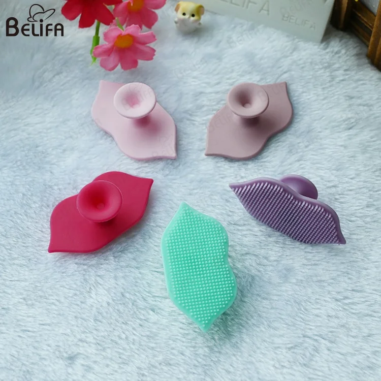 BELIFA Customized Makeup Cleaning Tools Mouth Shaped Exfoliating Brush Mini Silicone Lip Brush Face Scrubber Lip Shape Scrubber