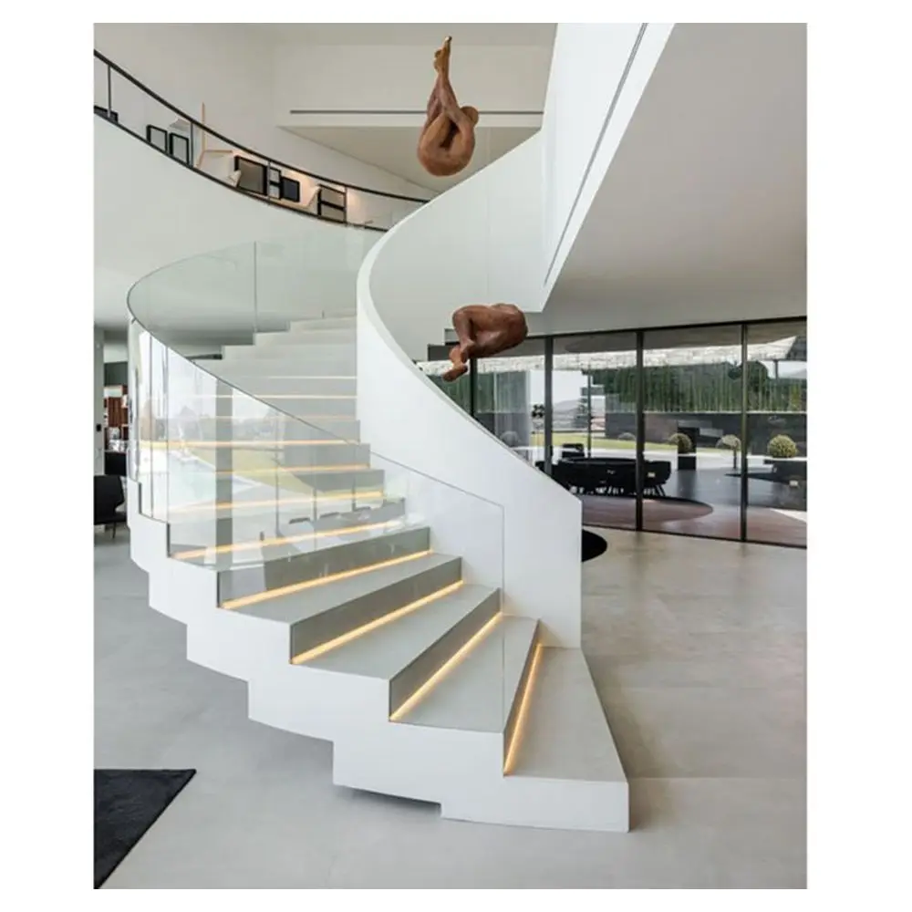 Prima Outdoor Staircase Design Staircase Full Customized Hanging Crystal Glass Spiral Staircase Cost