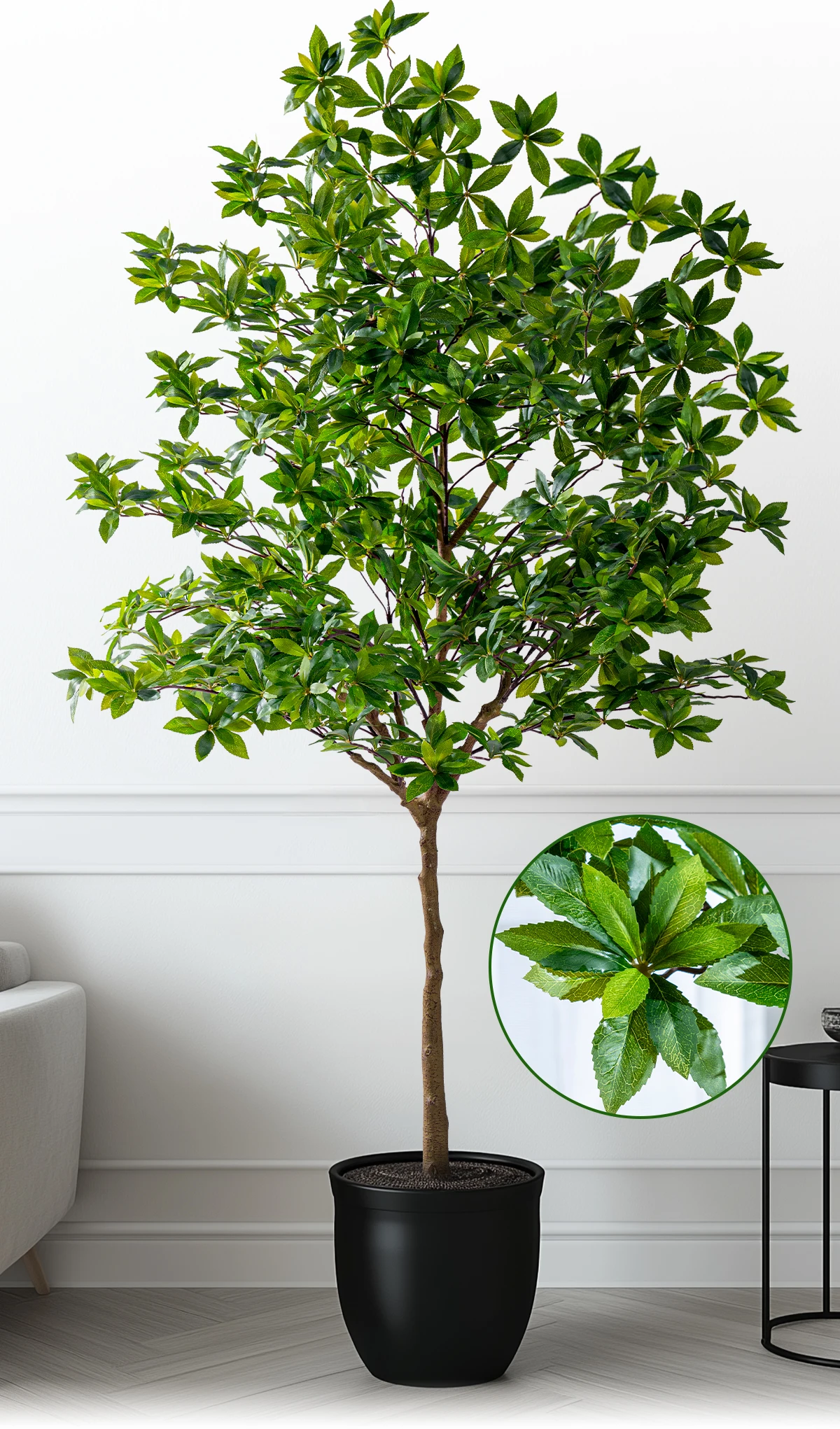 Simulated BigPieris Japonica Bonsai Indoor/Outdoor Christmas Decoration UV-Certified Green Leaf PE Artificial Plastic Tree UV details