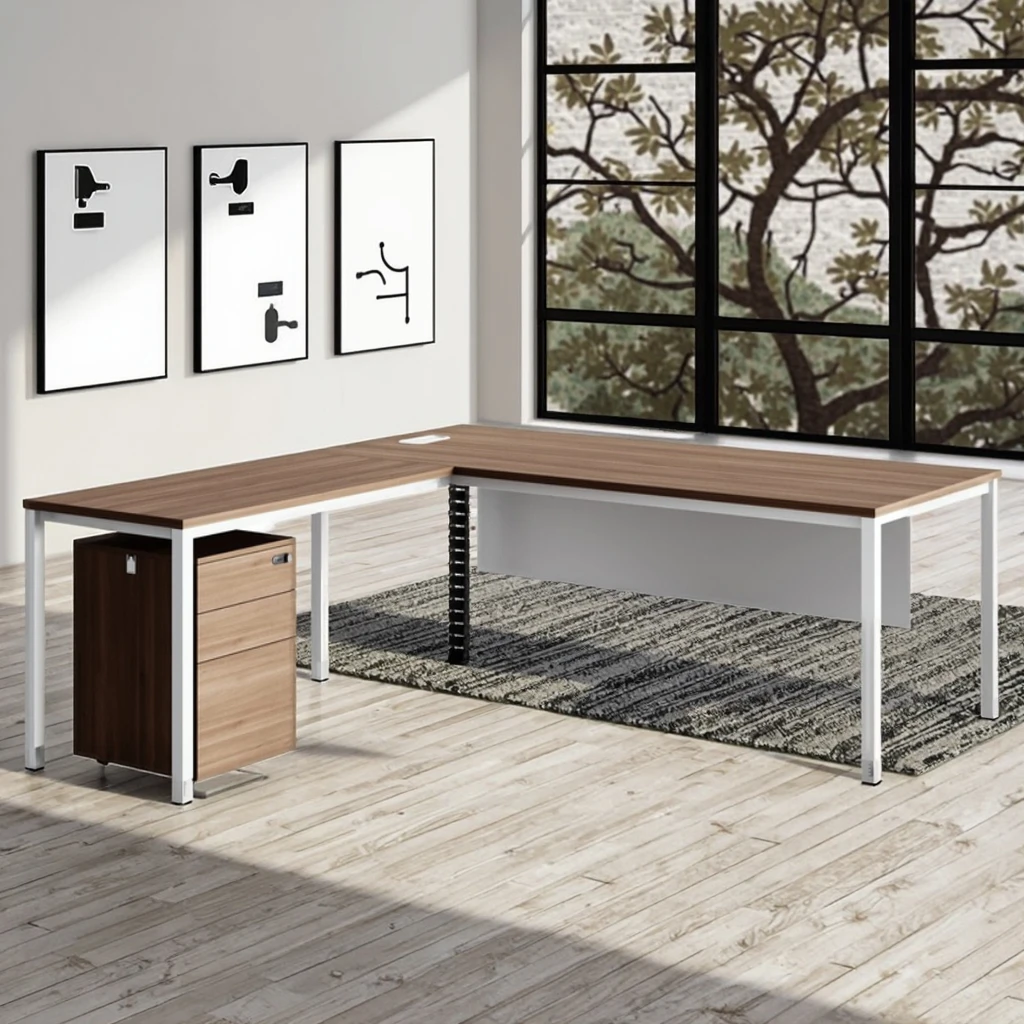 Manager Desk Standard Mobile Pedestal Combination Adjustable Keyboard Tray Office Workstation 5