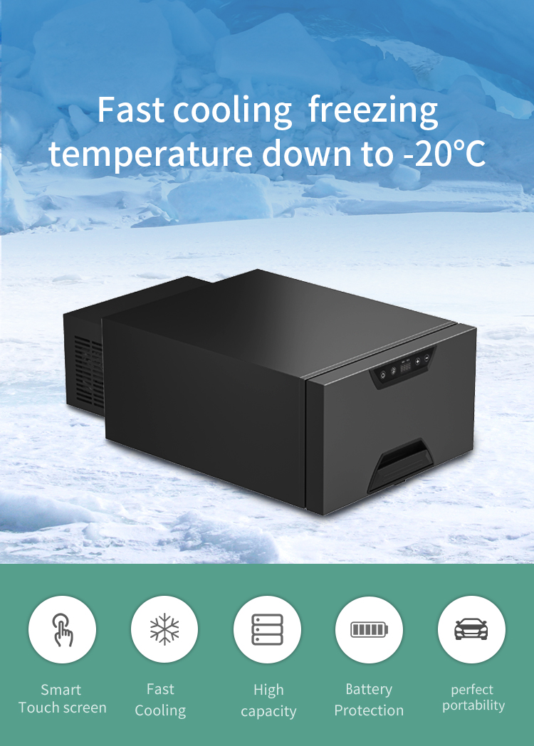 Mini 30l Drawer Portable Dc 12v 24v Car Fridge Convenient Compressor