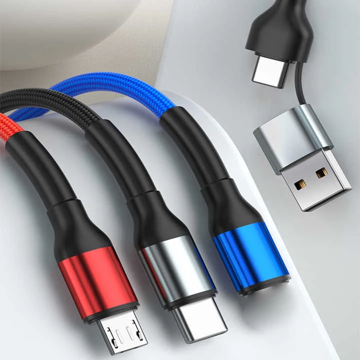 4 in 1, Mini Usb Connector, Braided Cable, 2 Meters