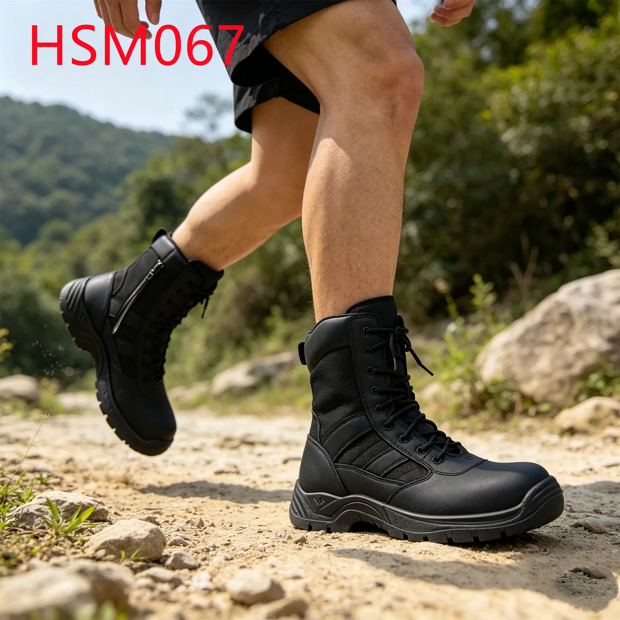 HY,south America Popular PU/PU Injection Sole Steel Toe Combat Boots All-Purpose Tactical Boots with Waterproof Sock HSM067