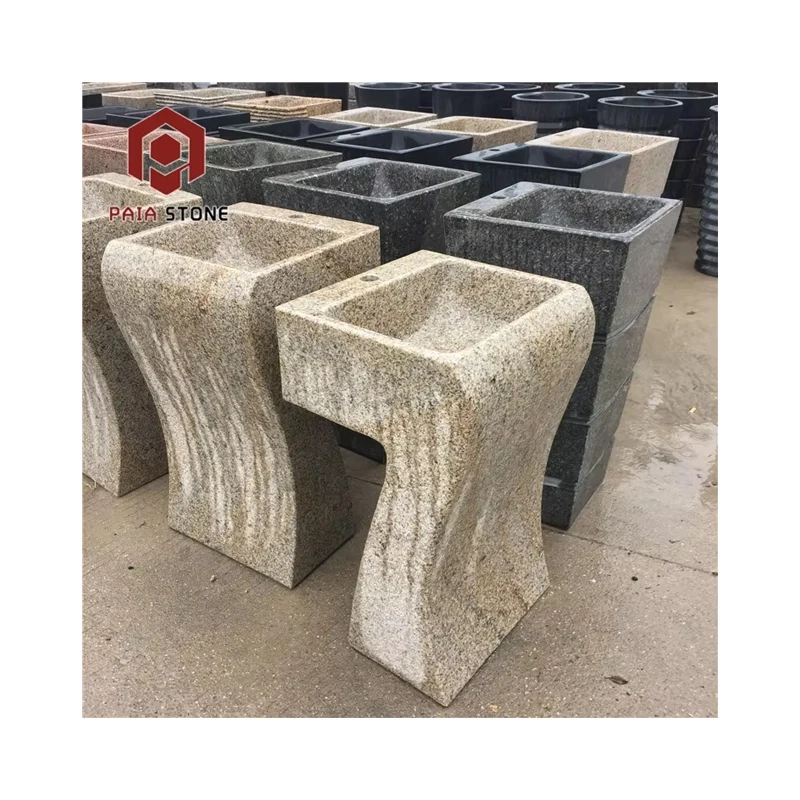 Wholesale Custom Granite Pedestal Sink Decorative Ceramic Bowl for Outdoor or Hotel Use Natural Stone Vessel Basin
