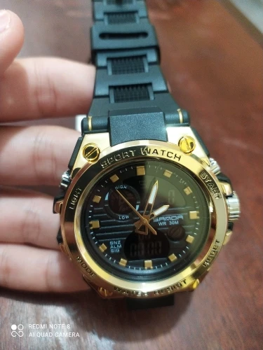 Orologio Uomo Classico Lusso Quarzo, Cinturino Acciaio Placcato Oro, Impermeabile 3 ATM, Display Digitale, Vetro Minerale