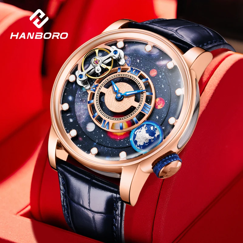 Wheel Rotation Watch Alibaba.com: HANBORO Eight Planets Automatic Flywheel Balance Wheel ...