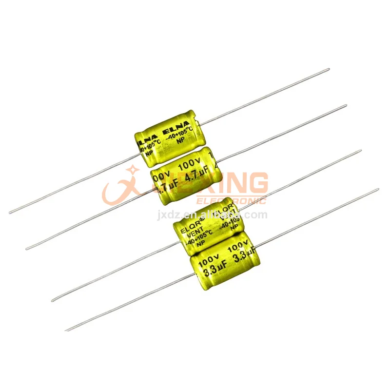 2 X Condensateur Chimique Axial Non Polarisé ELNA 10µF 100V 105°C – Haute Fiabilité