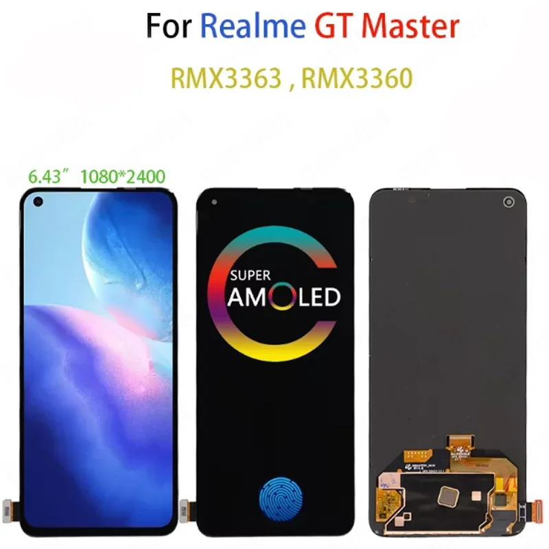 35019 - DISPLAY LCD PER REALME GT MASTER EDITION RMX3360 RMX3363 NERO CON FRAME (AMOLED) (O/S) - Compatibile