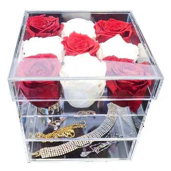 Custom Acrylic Flower Gift Box/ Acrylic Flower Box With Drawer - Buy ...