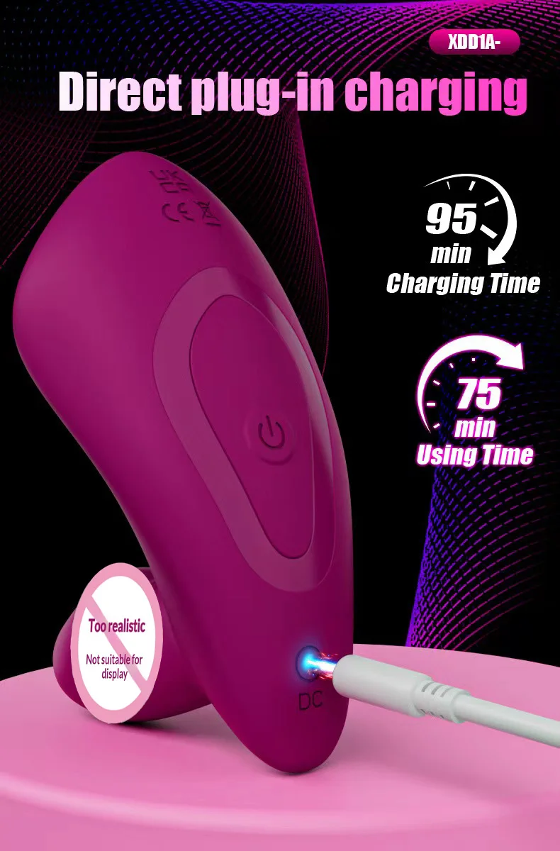 Women's app-controlled vibrating egg with charging cable