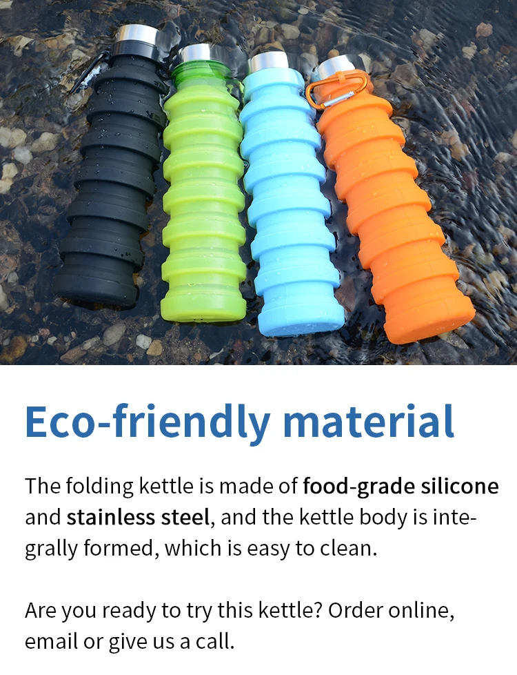 Customized Logo Bpa Free Silicone Collapsible Travel Water Bottle