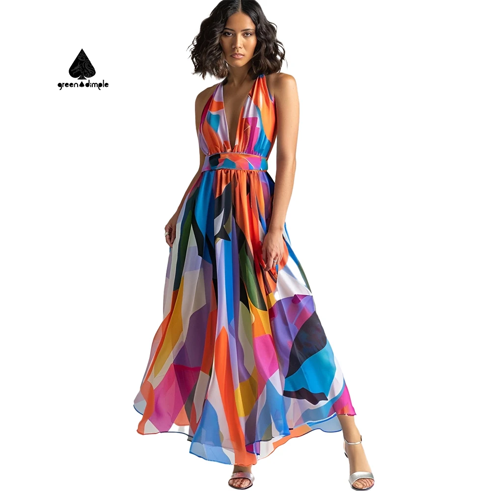 Elegant Maxi Dress with Chiffon Fabric