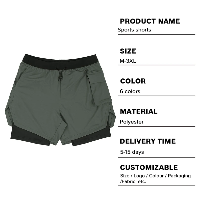 Custom  Muscle Men'S Sports Shorts Summer Fiess Running Training Breathable Double-Layer 2 In 1 Gym 5 In Inseam Shorts793_voghion.com