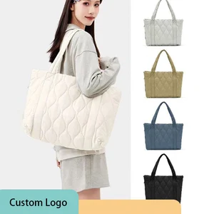 Custom Lightweight Soft Sling Shoulder Nylon Quilted Puffy Tote Bag Soft Sling Shoulder Oversized Puffer Bag for Women