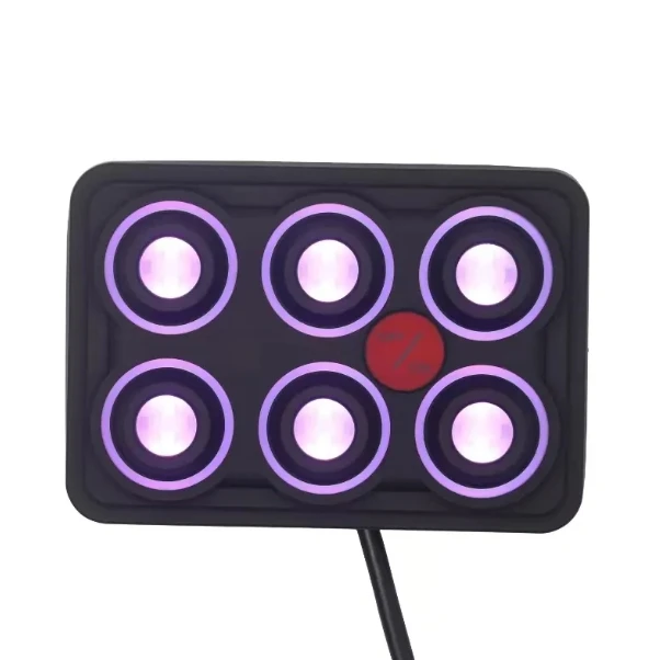 6 Gang RGB Auto-Dimmable Switch Panel Memory Function IP68 Waterproof Universal 12-24V Relay System for Yachts Trucks