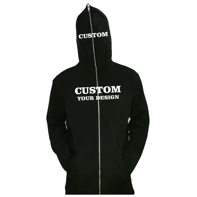 Full Zip Up Hoodie Print Face Zip Up Hoodie Blank Thick Streetwear Custom Logo Full Face Zip Hoodie