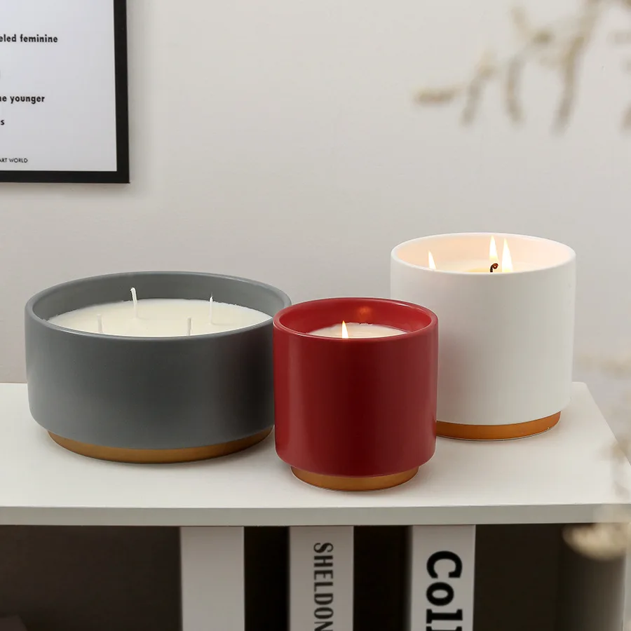 Synwish Custom Empty Modern Unique Ceramic Candle Vessel Extra Large