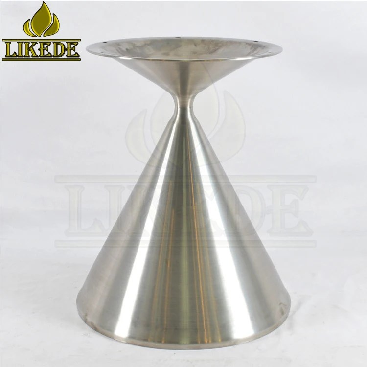 Integrated Tulip Conical Table Base Metal Brushed #304 Stainless Steel Trumpet Style Furniture Legs