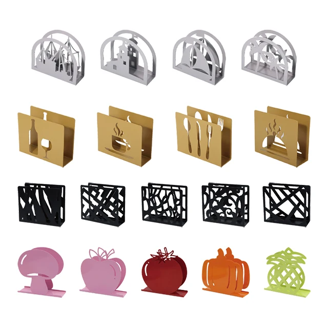 BSCI Manufacturer Free Design Sample Custom Variety Shaped Tissue Holder Table Metal Napkin Paper Holder