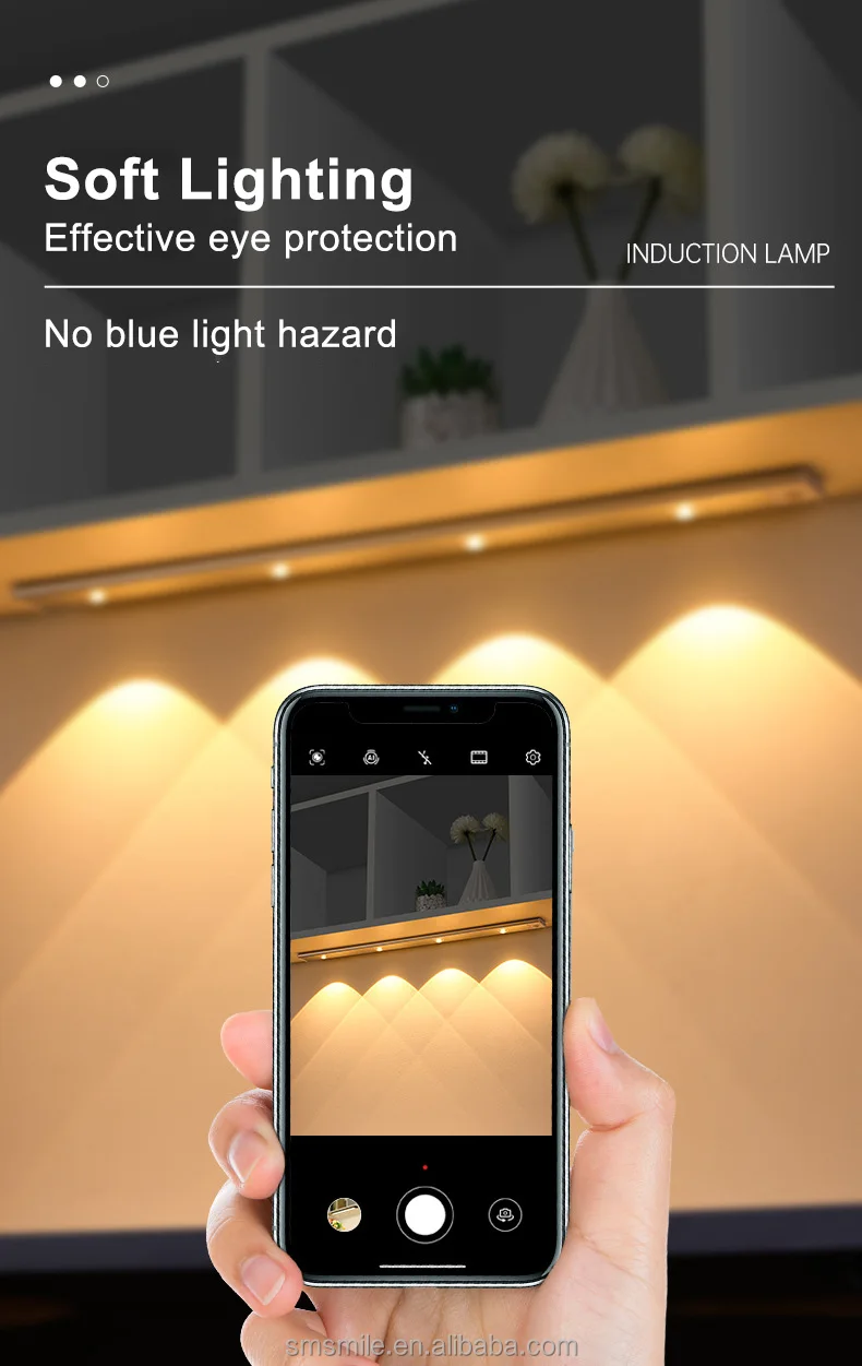 Led Dimmable Cateye Sensor Light Aluminum Luminous Kitchen Lamp Usb Rechargeable