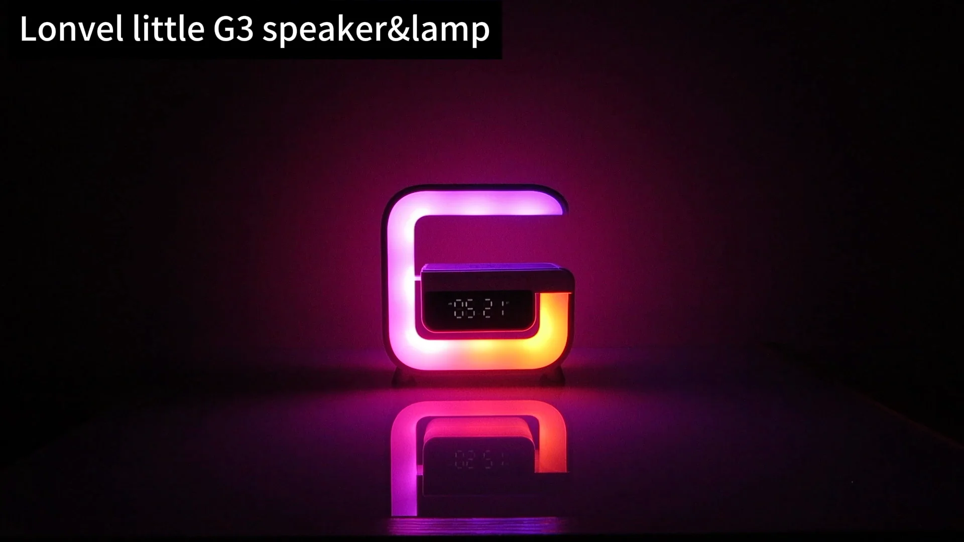 Mini G Shape Smart Desk Lamp, Cordless Bedside Table Lamp LED RGB Night  Light Wireless Charger Lamps with Speaker Alarm Clock