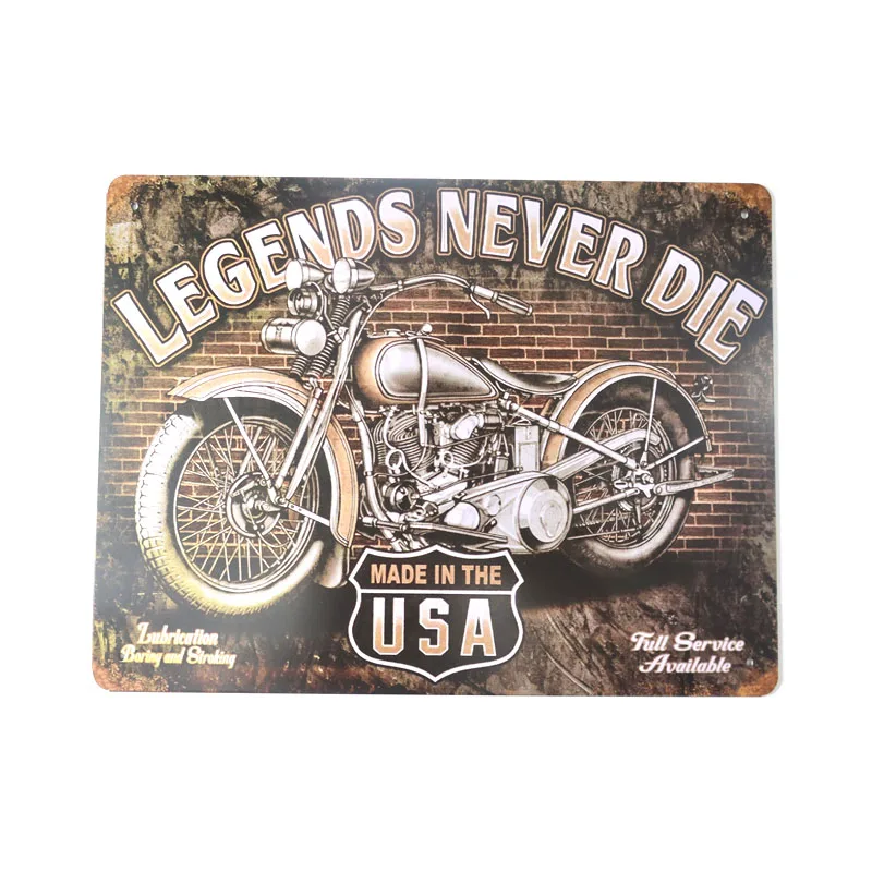 LEGENDS NEVER DIE MADE IN THE USA TIN SIGN 