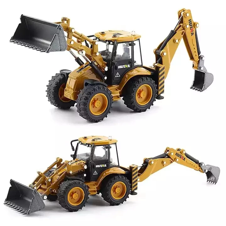 Mini Diecast Two Way Loader Model Truck Huina 1704 1/50 Alloy Metal Static Excavator Forklift Engineering Vehicle Toys