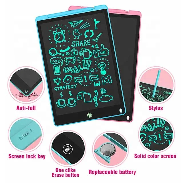 12 Inch Digital Drawing Tablet for Kids Durable Handwriting LCD Pad E Ink Writing Tablet With Battery Lock