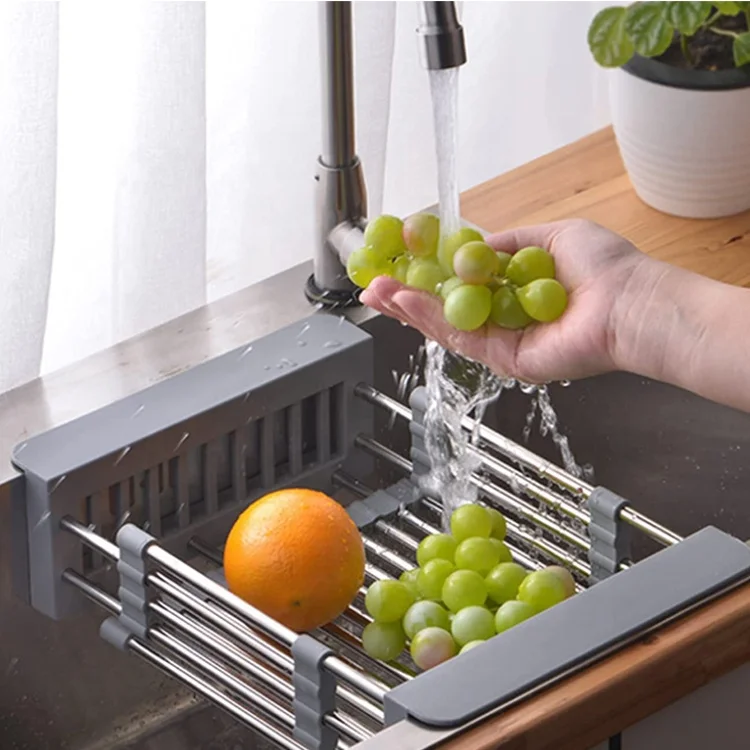 Steel Expandable Kitchen Sink Dish Drainer And Fruits, For Hotel