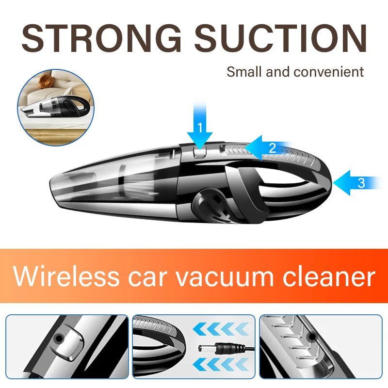 Powerful Cyclonic Suction Handheld Vacuum Wet-Dry Lightweight Cordless Portable Vacuum Cleaner for Car From Overseas Warehouse