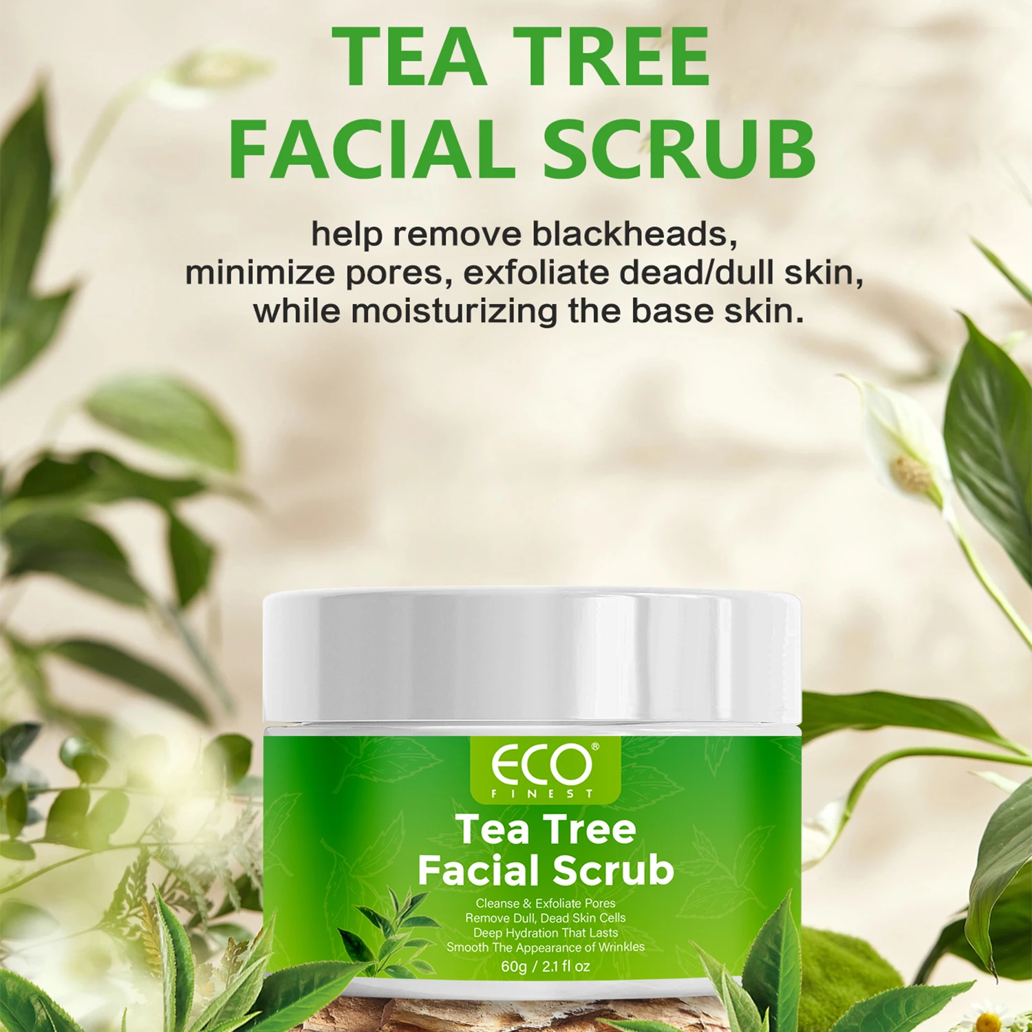 Skin Brightening Exfoliating Daily Tea Tree Facial Scrub For Smooth ...