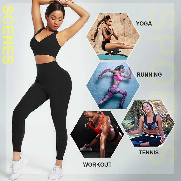 New Pattern Custom Workout Sets Two Piece High Waist Leggings Fitness