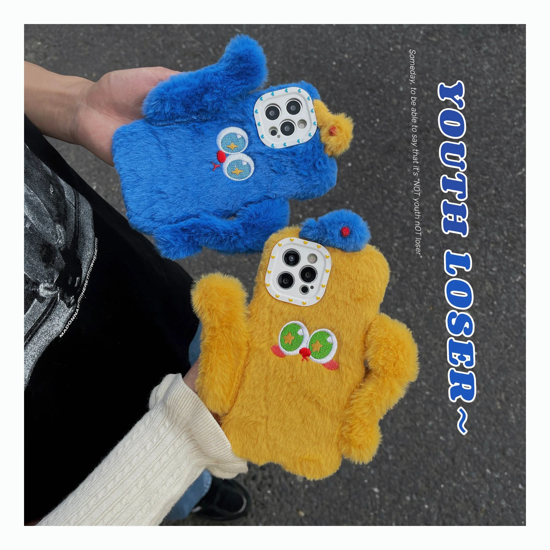 2022 New Nova Furry Plush Soft Case For Iphone 7 8 Plus iPhone 13 Pro Max Cute Monsters Mobile Cove Woman Cute Mobile Phone Case