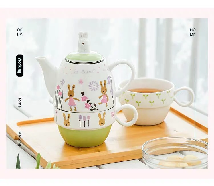 Tingke Japanese Cute Embossed Wool Rabbit Ceramic Teapot Tea Cup Set Modern  Household Ceramic Tea Set Creative Birthday Gift - Mugs - AliExpress