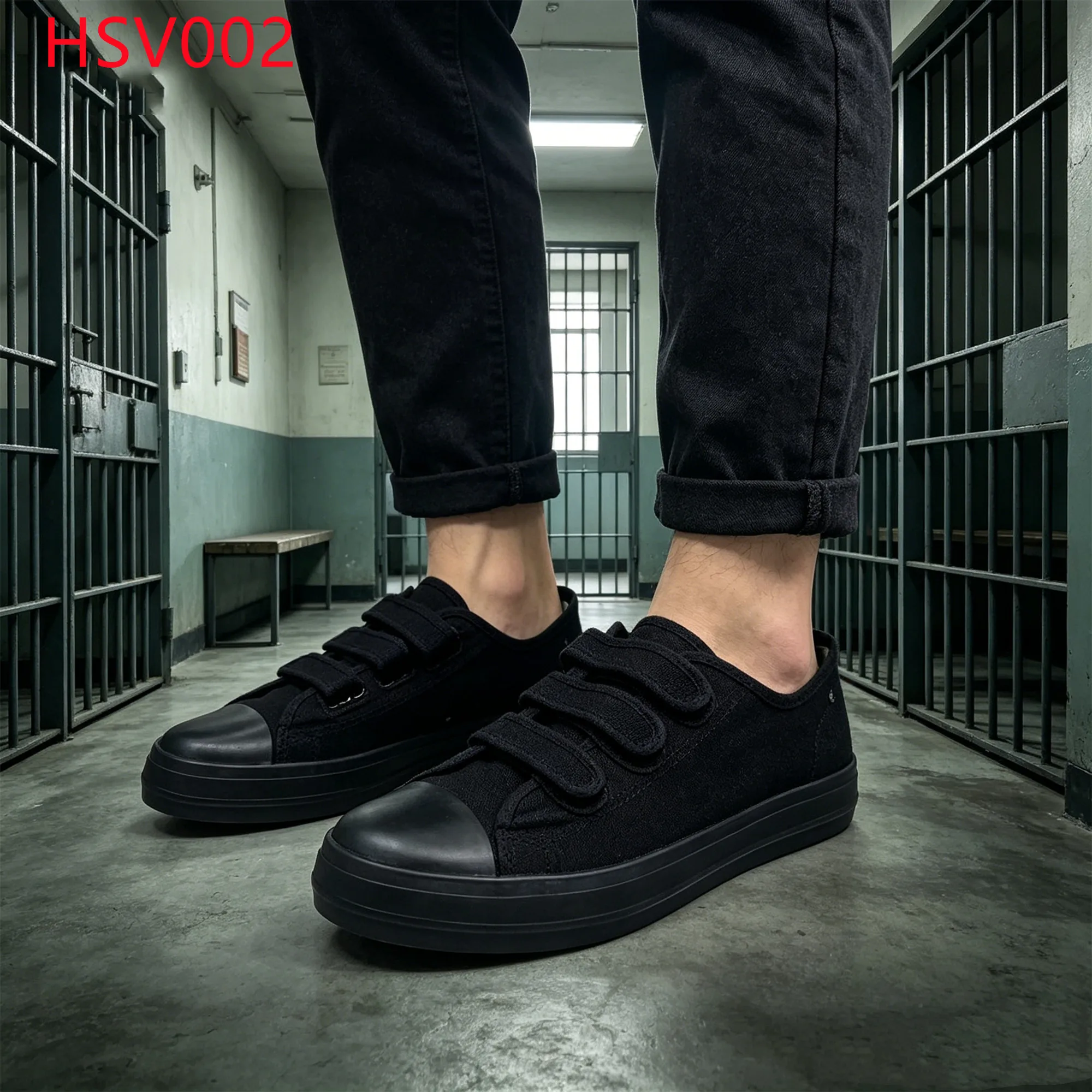 LXG,anti-tear Canvas Upper Correctional Facility Footwear Government Tender Qualified Lace-free Solid Color Inmate Shoes HSV002