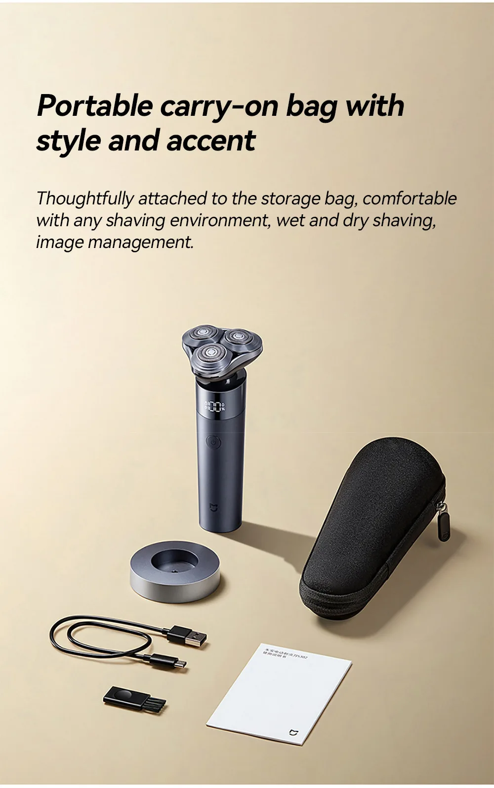 Xiaomi Mijia Electric Shaver S302 Men's Full Body Water Wash Ultra Long Endurance Portable Shaver CN Version