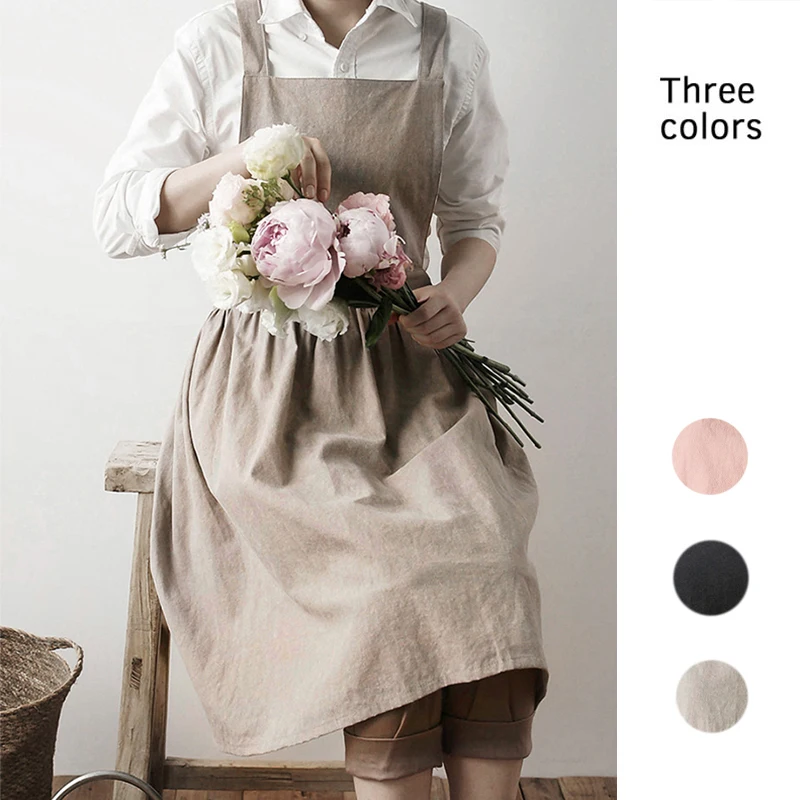 21 Color New Korean Style Women Kitchen Restaurant Bib Cooking Apron Pockets Z6 