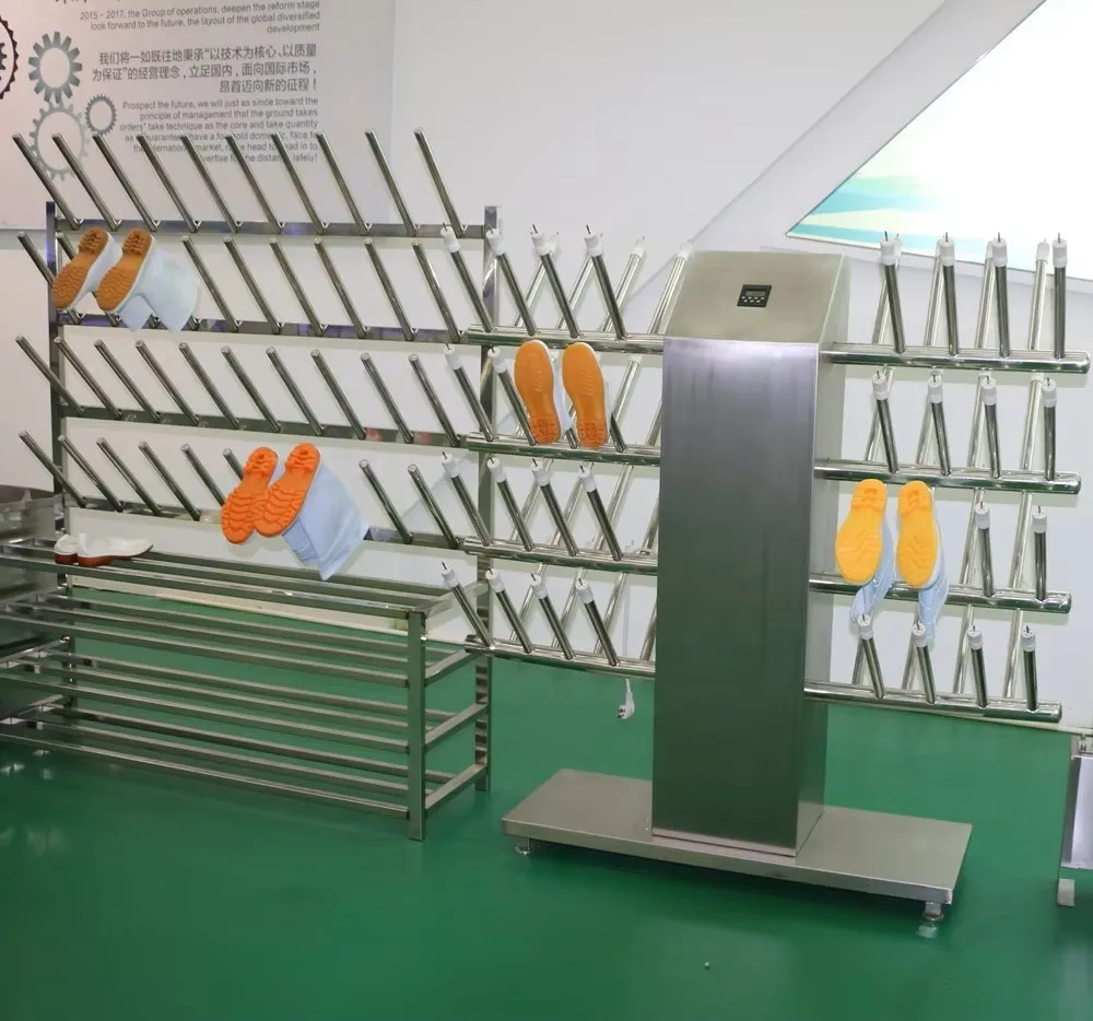 Electric stainless steel boot drying rack for slaughterhouses and food industry