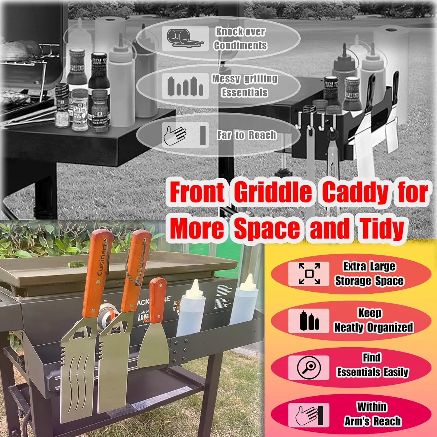 Extra Large Front Griddle Caddy With Magnetic Tool Holders Oem